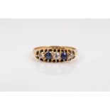 Edwardian 18ct gold sapphire and diamond five stone ring