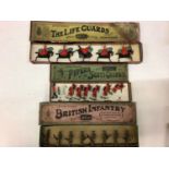 Britians selection of boxed soldiers including British Infantry No258, The Life Guards No400, Pipers