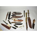 Collection of hunting knives and commando knife