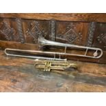 Trombone and a cased cornet