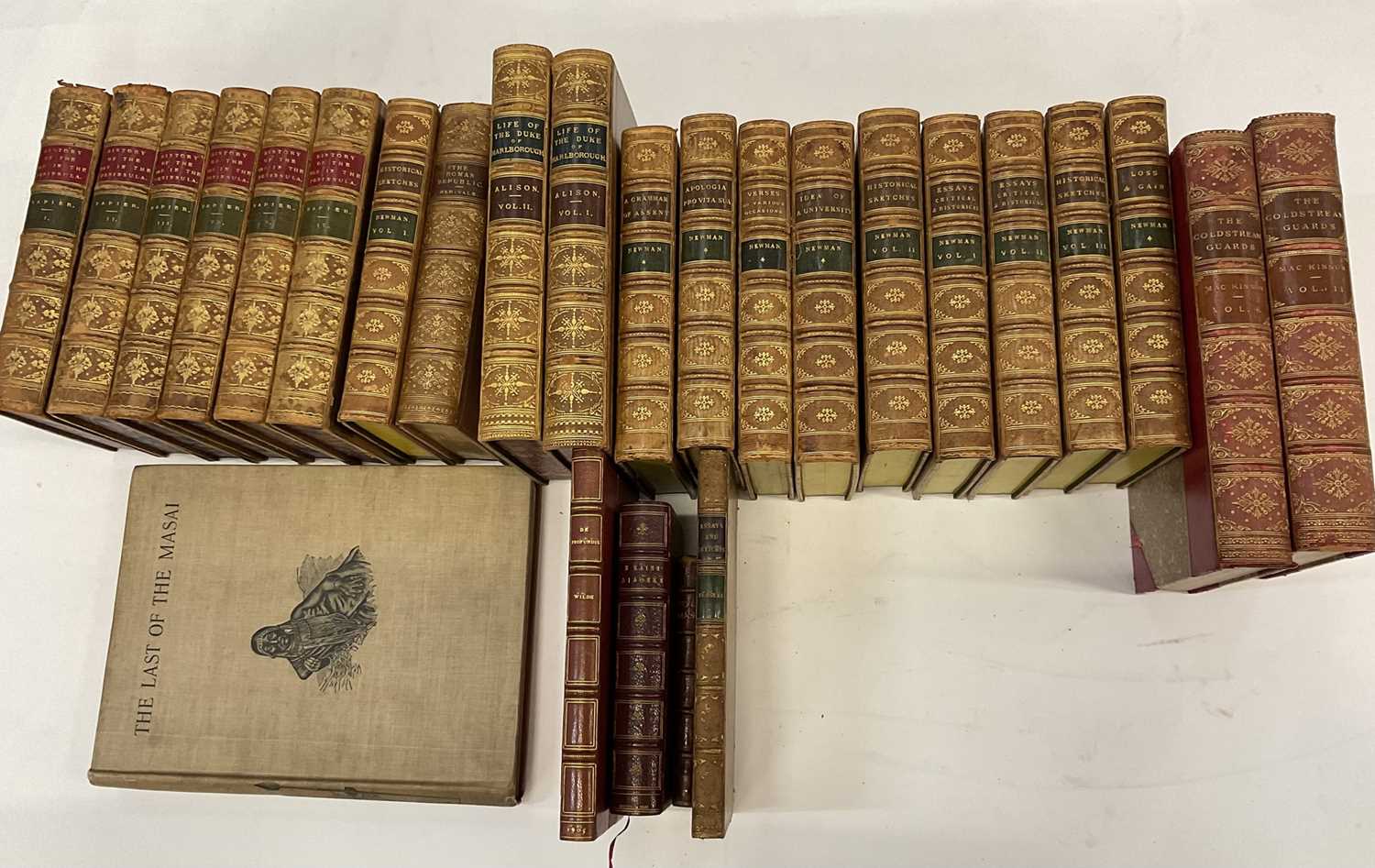 Decorative bindings including Napier - History of the Peninsular Wars, 6 Vols. 1876, also Archibald