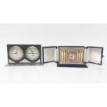Art Deco 'Savoy' timepiece in original fitted case, Art Deco 'jump hour' travel clock and three othe