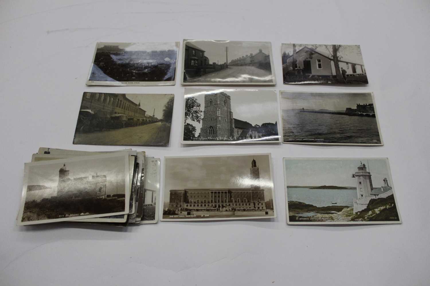 Postcards in album and loose. Good selection of real photographic cards including animated street sc - Image 9 of 10