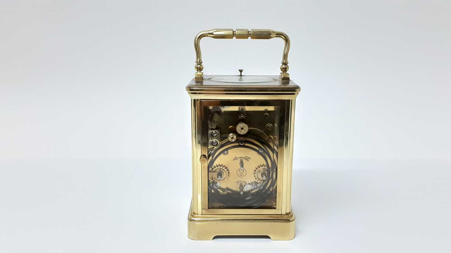 Brass carriage clock with alarm and repeat - Image 3 of 6