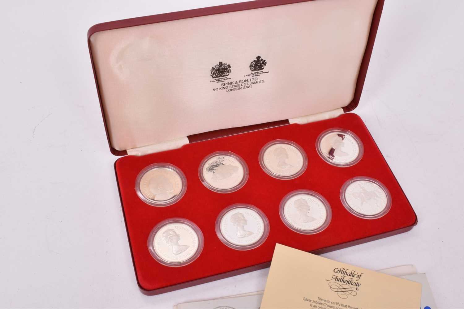World - Spink silver proof eight Crown coin set Queen's Silver Jubilee 1977 (N.B. In case of issue w - Image 2 of 2
