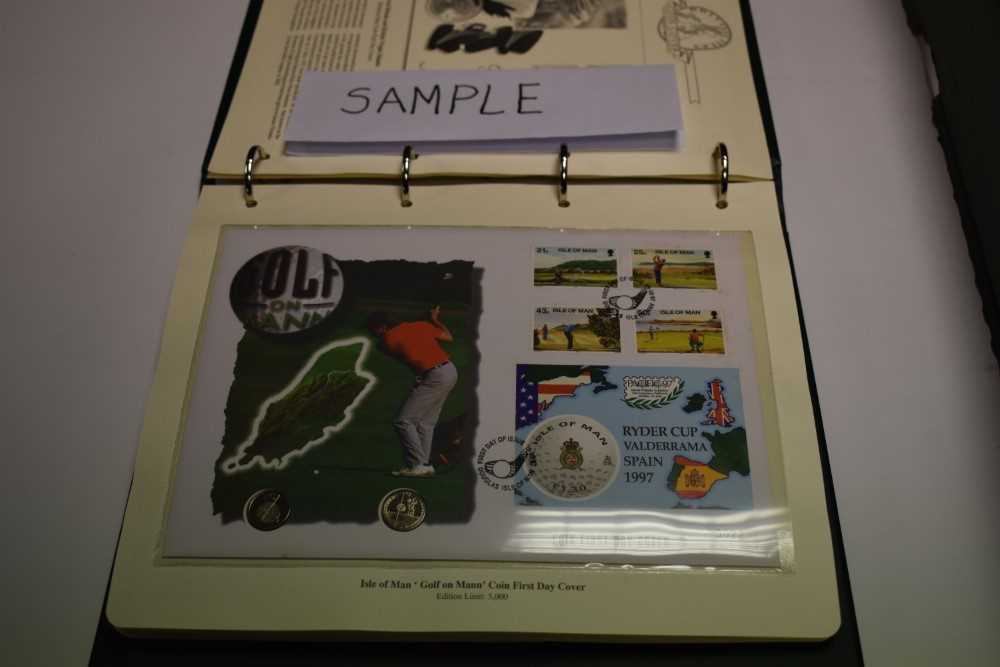 World - Mixed presentation coin/stamp covers contained in eight albums to include silver issues (Qty - Image 3 of 6