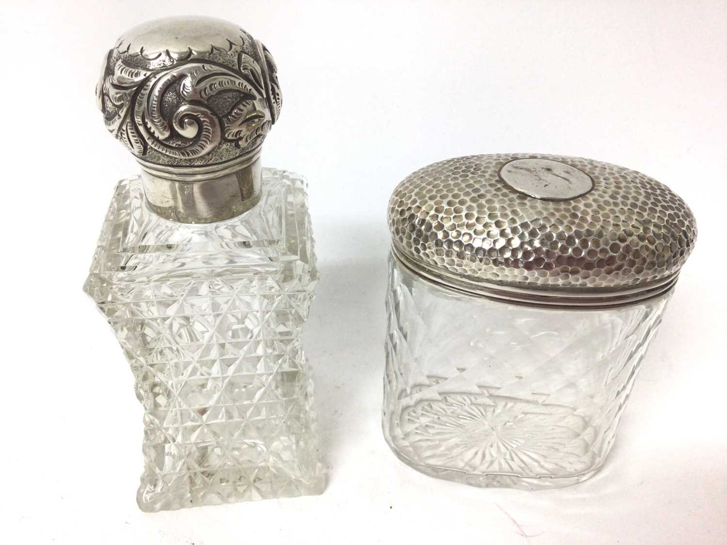 Victorian silver topped cut glass scent bottle (London 1893), together with a Victorian silver toppe - Image 2 of 5