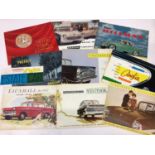 Collection of 1960s British car sales brochures including Standard, Hillman, Vauxhall (11)