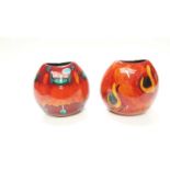 Two Poole Purse vases, 19.5cm high