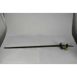 Late 18th/ early 19th century Indian Firangi broad sword with steel bowl guard and long spur mount,