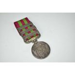 Victorian India medal with three clasps- Punjab Frontier 1897 - 98, Tirah 1897 - 98 and Wazirstan 19