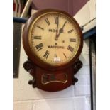 19th Century drop dial wall clock by Morse, Watford in mahogany case