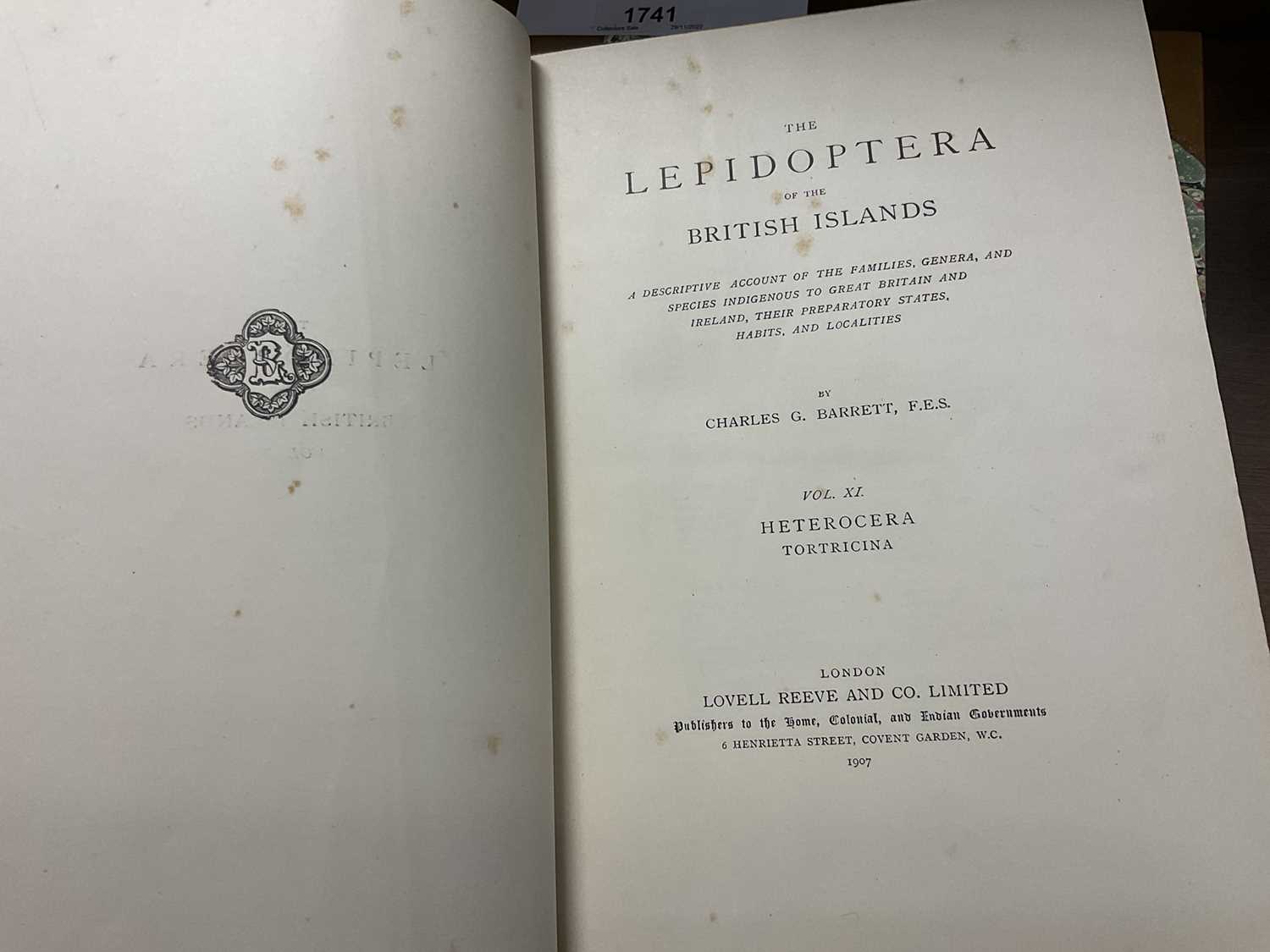 Charles G Barrett - The Lepidoptera of the British Islands, 1893 - 1907, L Reeve and Co, 11 Vols, ea - Image 10 of 15