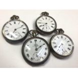 Four silver cased pocket watches