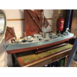 Large and impressive scratch built model of HMS Kelly, an H Class Destroyer, captained by Capt. Loui