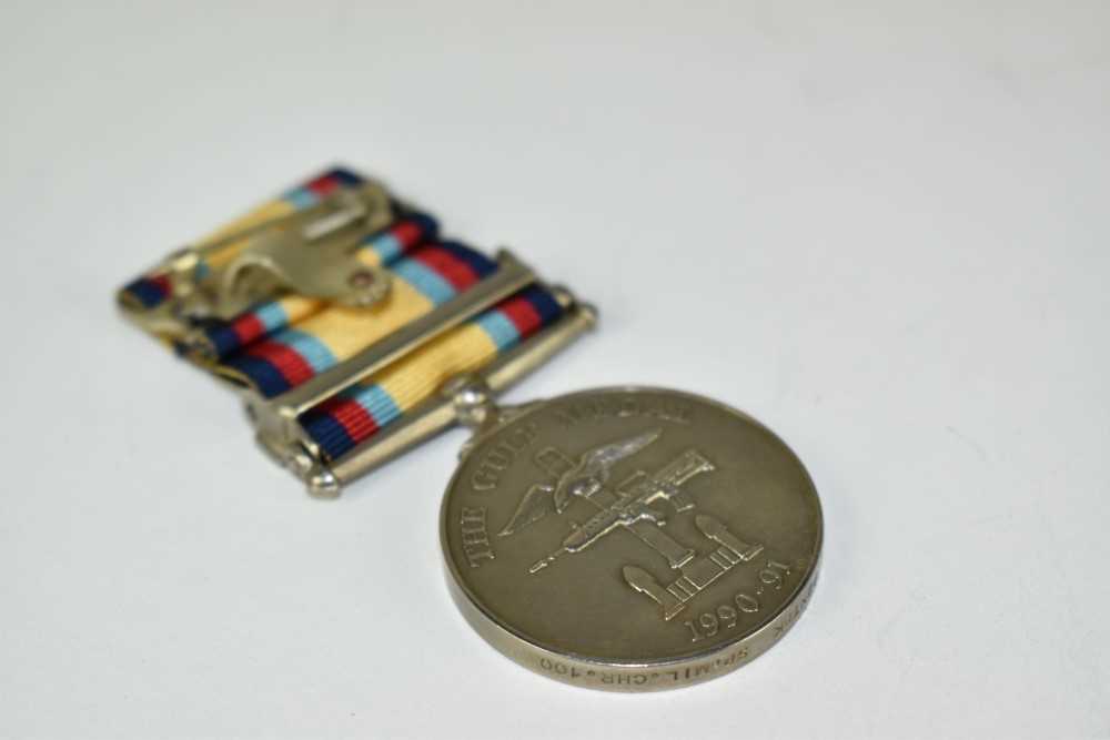 Elizbeth II Gulf medal 6 Jan to 28 Feb 1991 clasp named to SG A S Pentek SP. MIL. CHR. 100 N.B. Na - Image 2 of 2