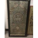 Two large Indian embroidered panels, framed