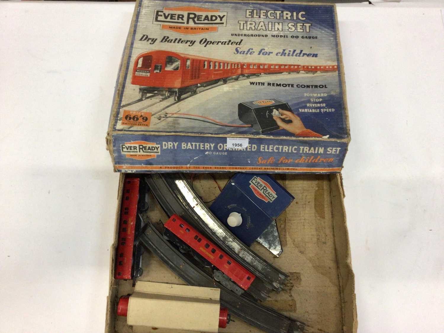 Ever Ready underground train set together with tin plate clockwork train set