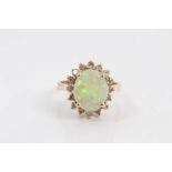 Opal and diamond cluster ring