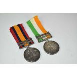 Boer War medal pair comprising Queen South Africa medal with two clasps, Tugela Heights and Relief o