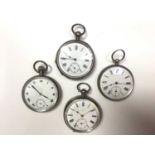 Four silver cased pocket watches