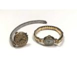 Two 9ct gold cased ladies wristwatches, both on expandable plated bracelets