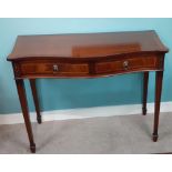 Inlaid Mahogany Serpentine 2 Drawer Console Table 108cm W 48cm D 84cm H