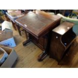 A 70cm Victorian stained walnut Davenport with leather inset slope top enclosing a satin wood