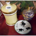 A Portmeiron Pottery drug jar form storage jar - sold with a Russian porcelain lidded jar and a