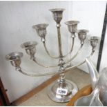 A 30cm silver plated Menorah stepped candle holder with circular base