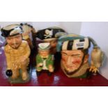 A small selection of Royal Doulton and other character and Toby jugs comprising The Falconer