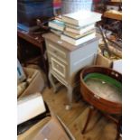 A 40cm French style painted wood pot cupboard with marble top, single frieze drawer and cupboard