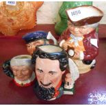 A small selection of Royal Doulton character jugs comprising Charles Dickens D6901, Captain Ahab