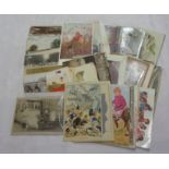 A small collection of antique and mainly early 20th Century postcards and tags and cartes de visite,