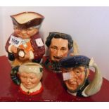 A small selection of Royal Doulton character jugs comprising Charles Dickens D6901, Captain Ahab