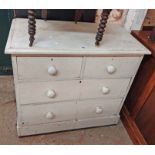 An 87cm Victorian painted pine chest of two short and two long drawers, set on plinth base