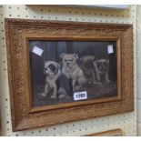 E. Brokenshire (attributed): an ornate gilt framed mixed media drawing, depicting four bull