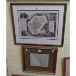 A later framed antique French map print 'Dept De La Charente' - plate 13 from Atlas National