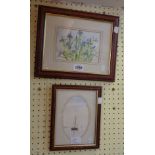 K. Kendall: a small framed watercolour, depicting sailing vessel - signed - sold with another,