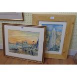 Richard Blackmore: a framed watercolour, depicting a Venetian scene - sold Belle Collard: a framed