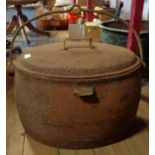 A Cannon Hollow Ware 12 gallon cast iron cooking pot with pressed tin lid