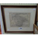 An oak framed old map print of Devonshire