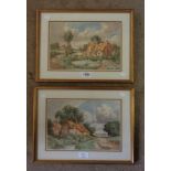 Henry Joseph Reynolds: a pair of gilt framed watercolours, one entitled 'Near Finchingfield,