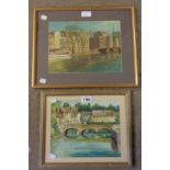 †Bray: a framed oil on board depicting Bradford on Avon - signed - sold with another depicting an