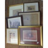 A selection of prints and other pictures including still life, dog, photograph, etc.