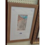 Catherine Hope-Jones: a small framed mixed media abstract drawing - various details verso