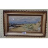 A.J. Macgregor: a gilt framed watercolour, depicting a stylised view of coastal dunes - signed