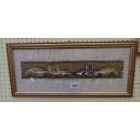 A gilt framed reproduction papyrus painting, depicting geese