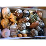 A box containing a large quantity of Babbacombe, Dartmouth and other pottery, string holders and