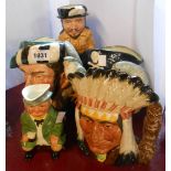 A small selection of Royal Doulton and other character and Toby jugs comprising The Falconer